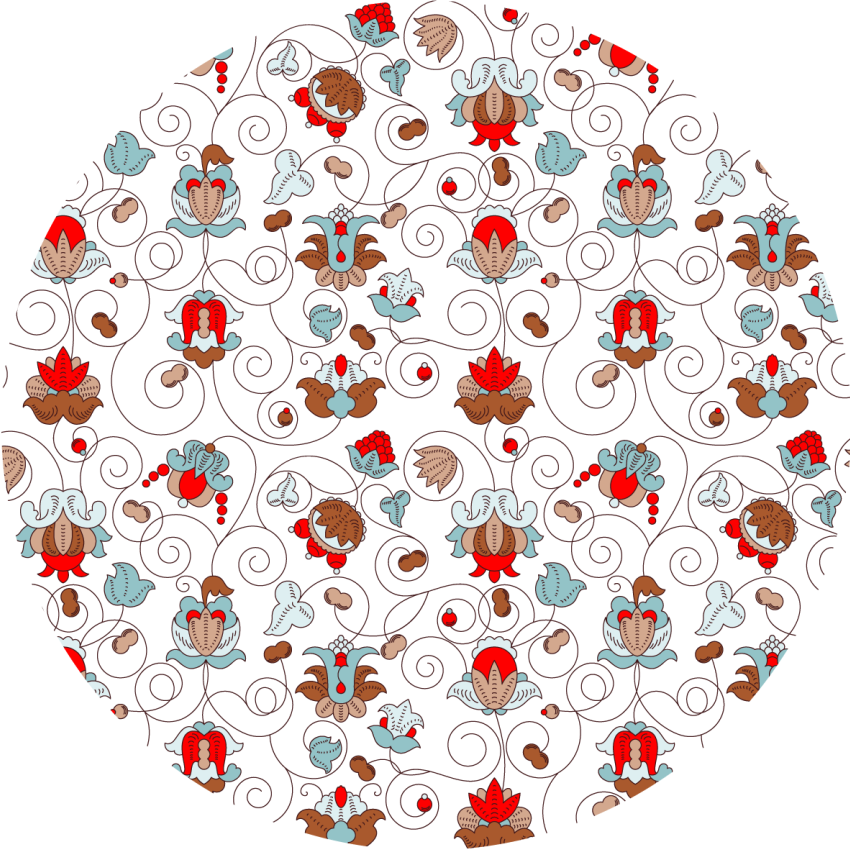 Krožni botanični spiralni naglas cvetlična vinilna preproga - TenStickers