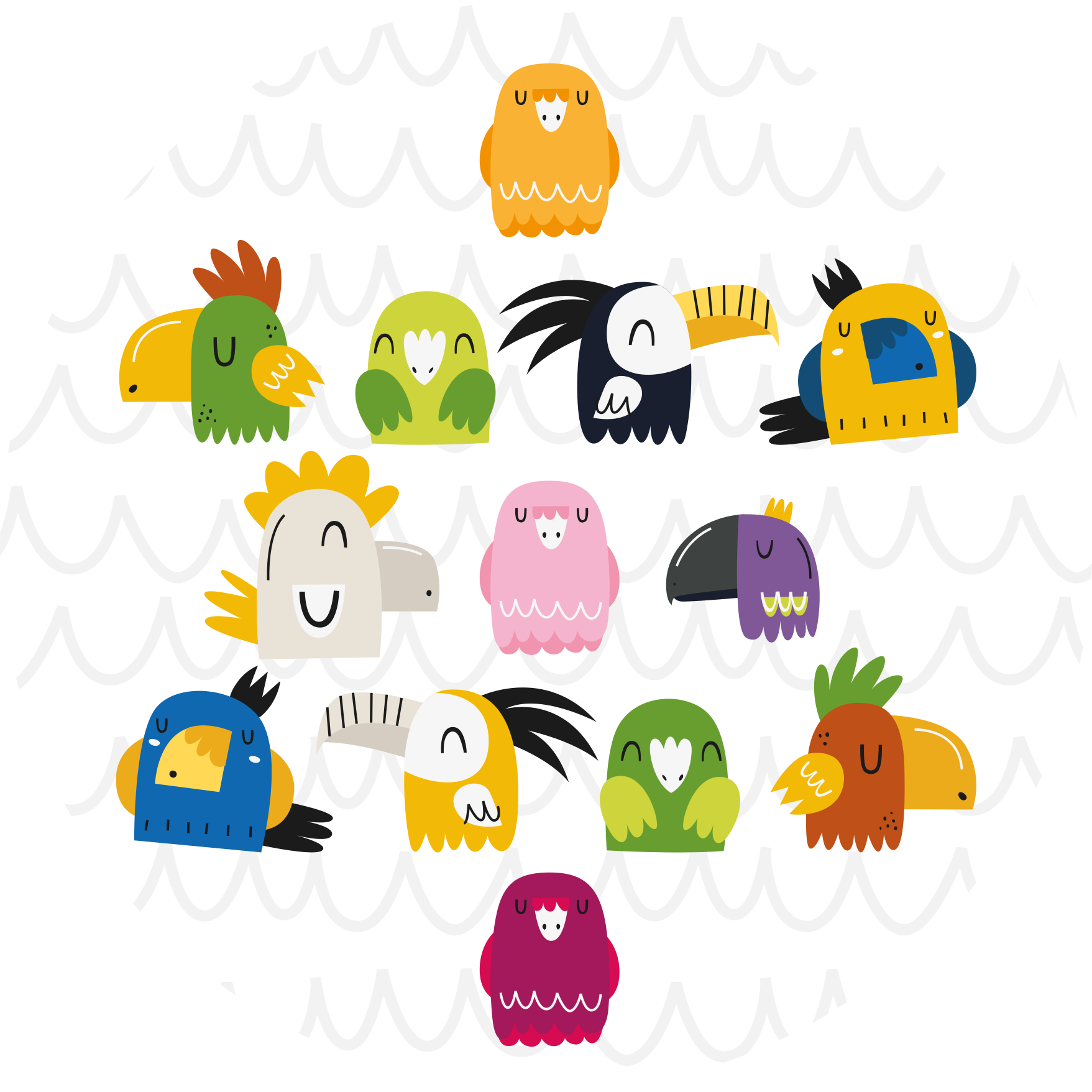 Pisani ptičji obrazi Otroške vinilna preproga - TenStickers