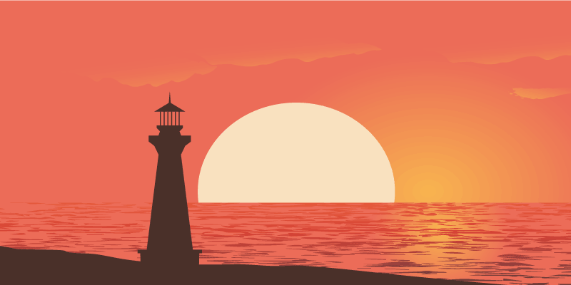 Obalni pogled na sončni zahod Naravne vinilnea preproga - TenStickers