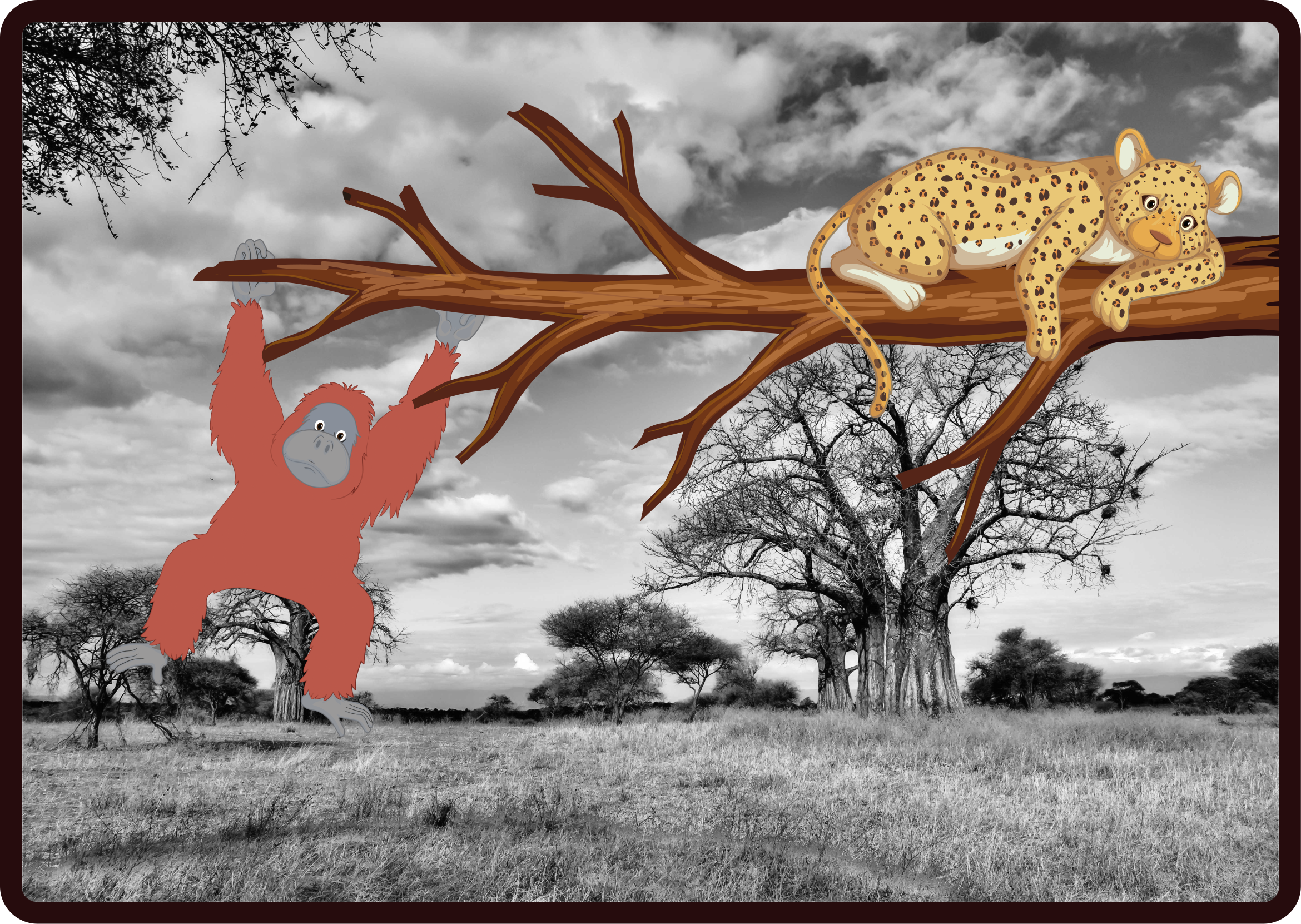 Igriva bitja iz džungle Tepih z živalskim potiskom - TenStickers