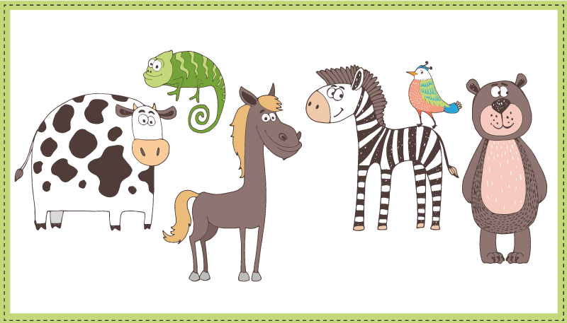 Ljubki živalski prijatelji Otroške vinilna preproga - TenStickers