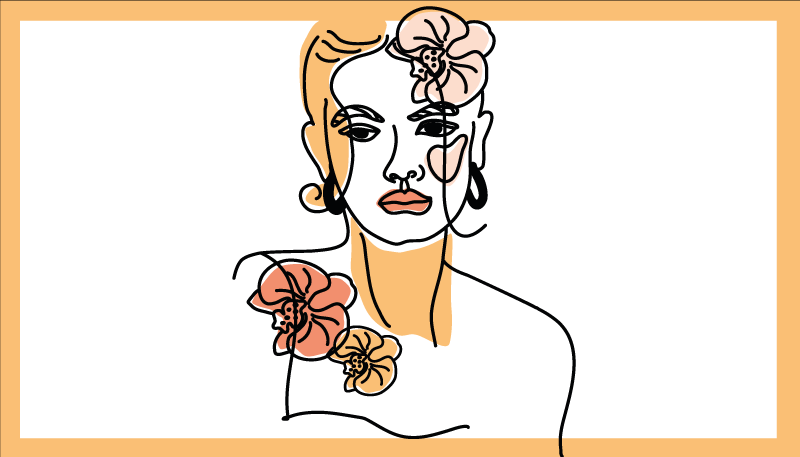 Eleganten cvetlični portret sodobne vinilne preproge - TenStickers