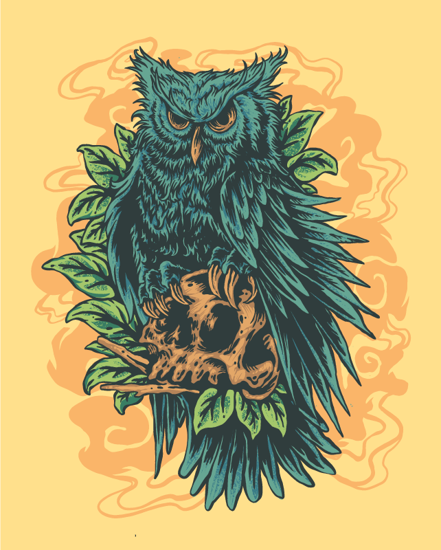 Umetnost mistične sove vinilni tepih s potiskom živali - TenStickers