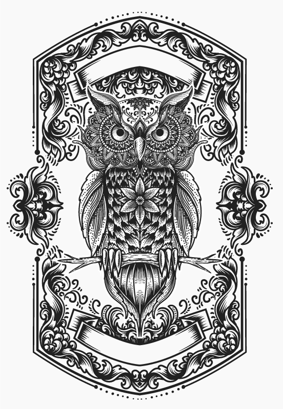 Zapleten motiv sove Vinilna preproga mandala - TenStickers