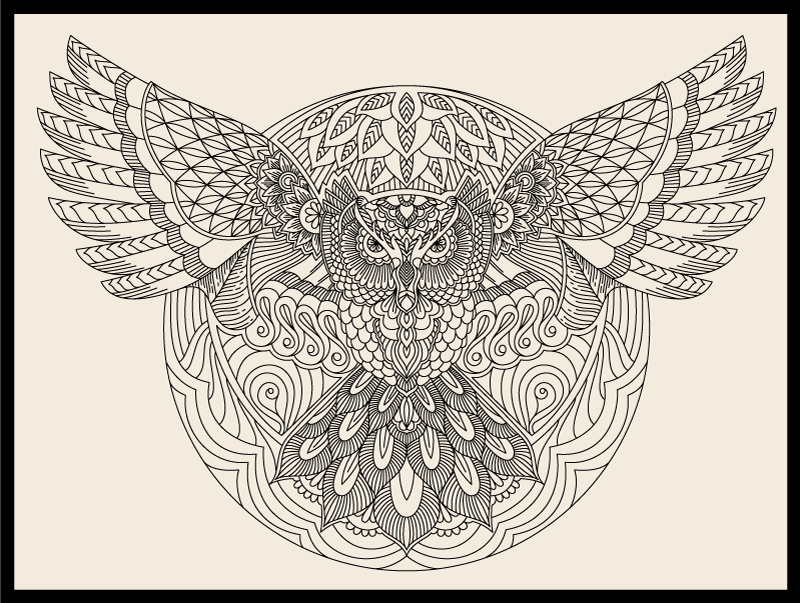 Eleganten vzorec sove Vinilna preproga mandala - TenStickers