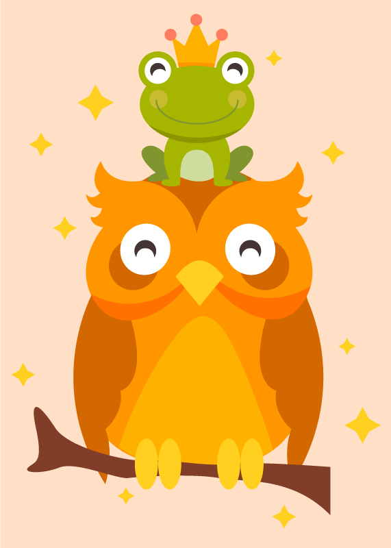 Friendly owl duo otroška vinilna preproga - TenStickers