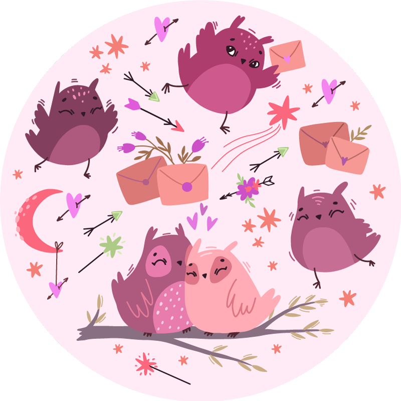 Vijolične sove Otroške vinilna preproga - TenStickers