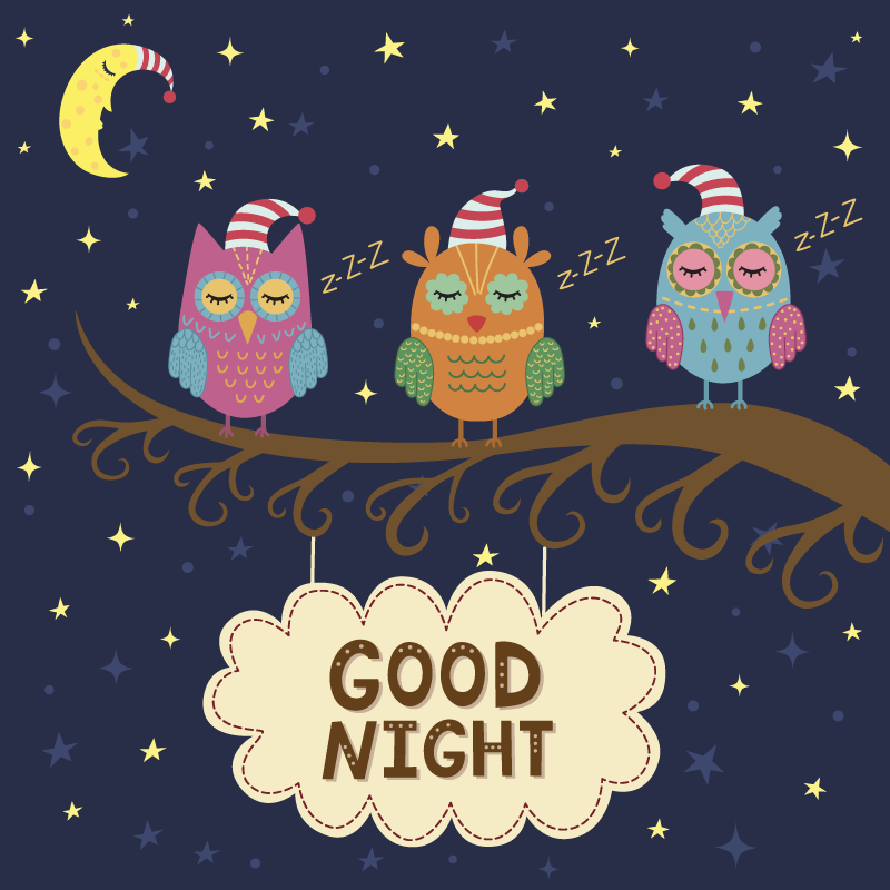 Zaspani sovji trio Tepih z živalskim potiskom - TenStickers