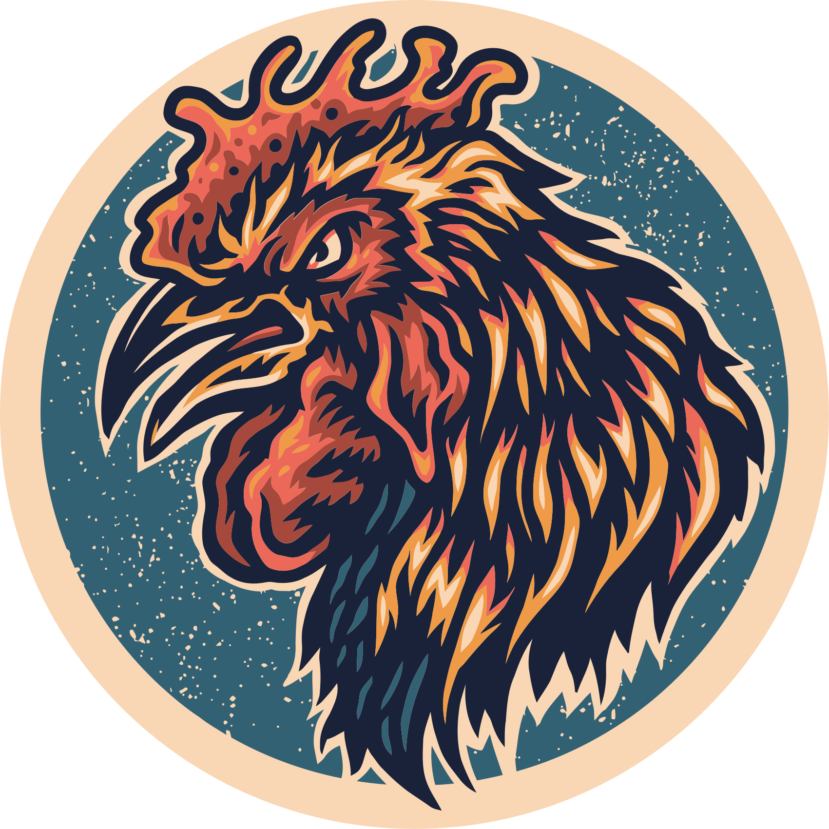 Ilustracija petelinje glave Vinilna preproga za najstnike - TenStickers