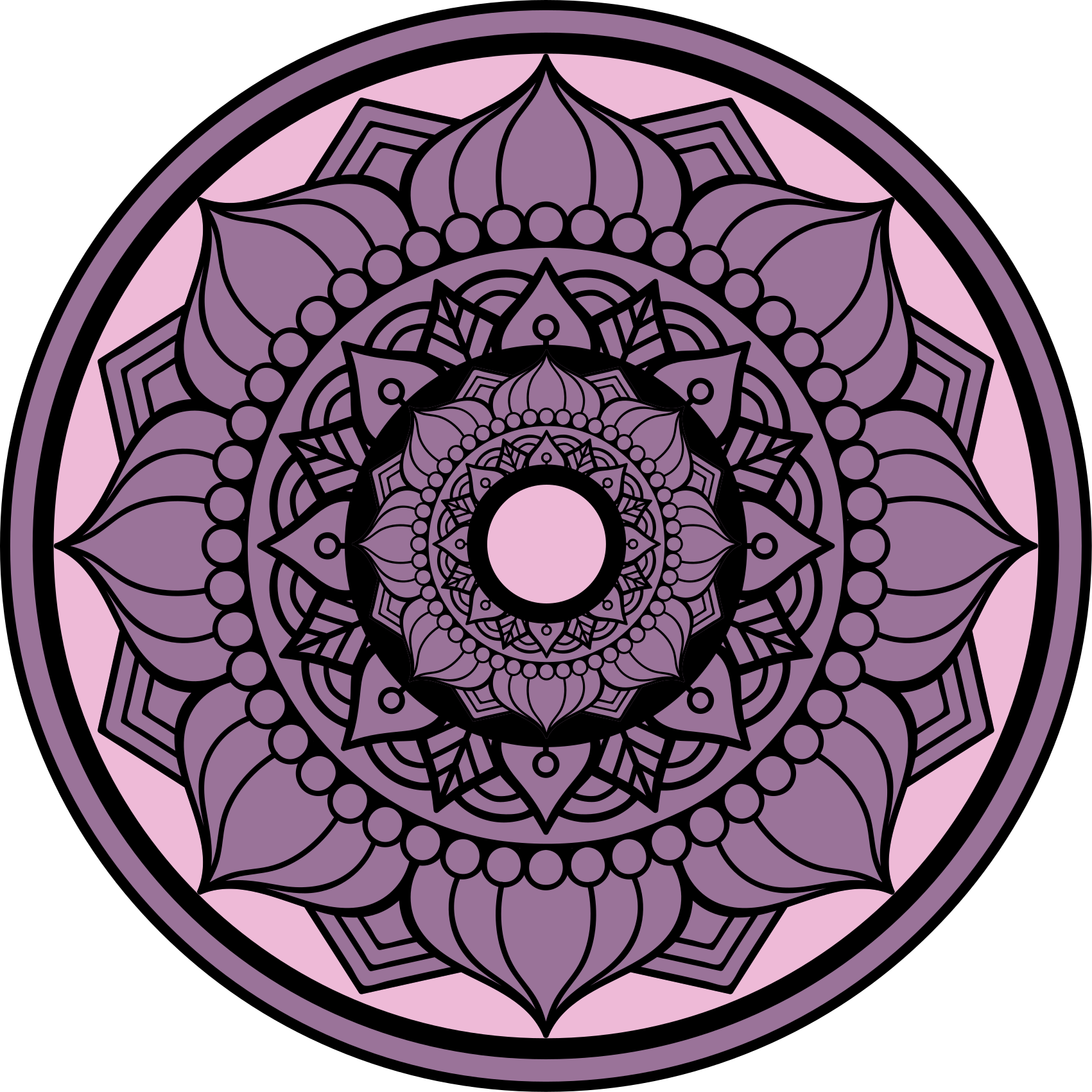 Sončna oblika roza tapeta mandala vinil preproga - TenStickers