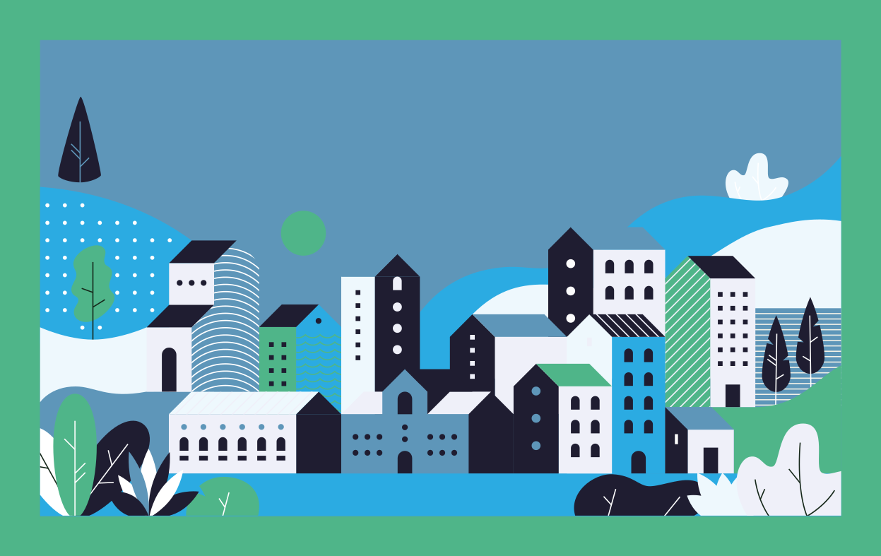 Modra urbana pokrajina Vinilne preproge v drugih vzorcih - TenStickers