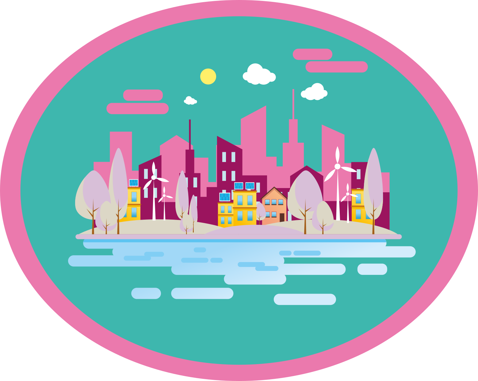 Barvita mestna krajina Vinilne preproge v drugih vzorcih - TenStickers