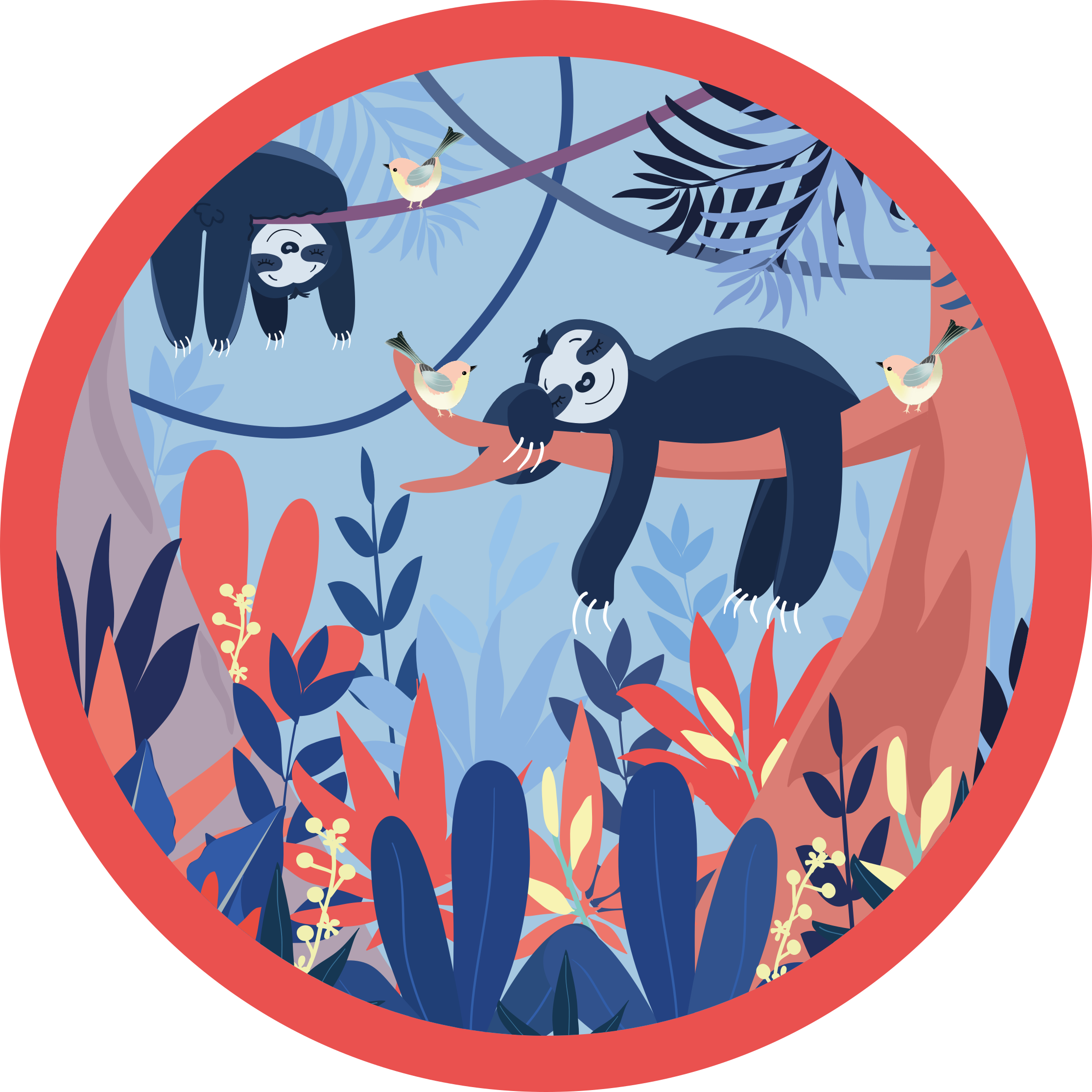 Prizor iz džungle, lenivci vinilni tepih s potiskom živali - TenStickers