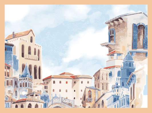 Obalna mestna krajina Vinilne preproge za spalnico - TenStickers