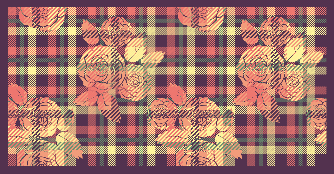 Karirasti vzorec z vrtnico preproga dnevne sobe - TenStickers