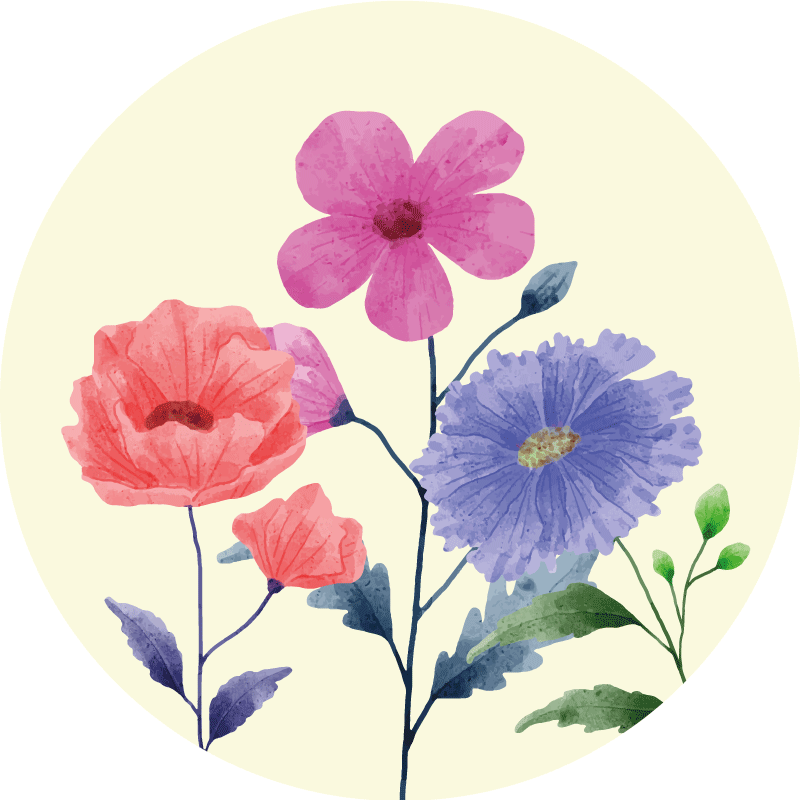 živahna cvetlična kompozicija Okrogla vinilna preproga - TenStickers