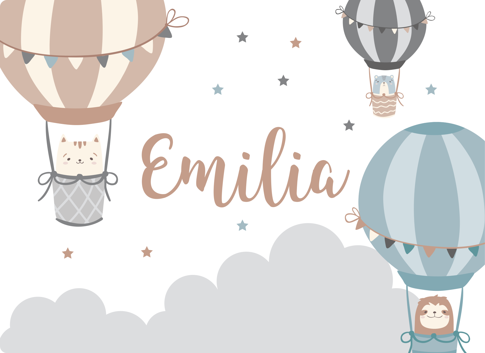 Pastelne barve baloni personalizirana podloga - TenStickers