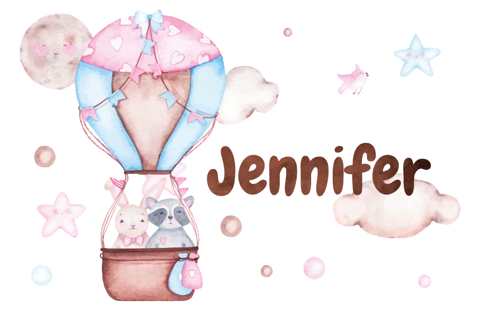 Letenje z balonom na vroč zrak Vinilna preproga z imeni - TenStickers