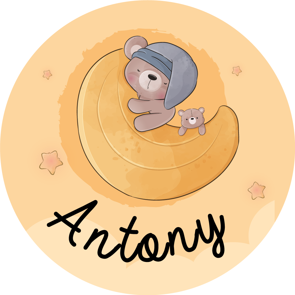 Medvedek, obdan z zvezdami, personalizirana podloga - TenStickers