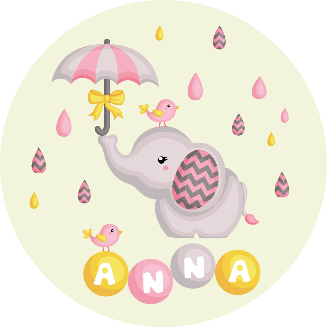 Cute elephant design vinilna preproga z imeni - TenStickers