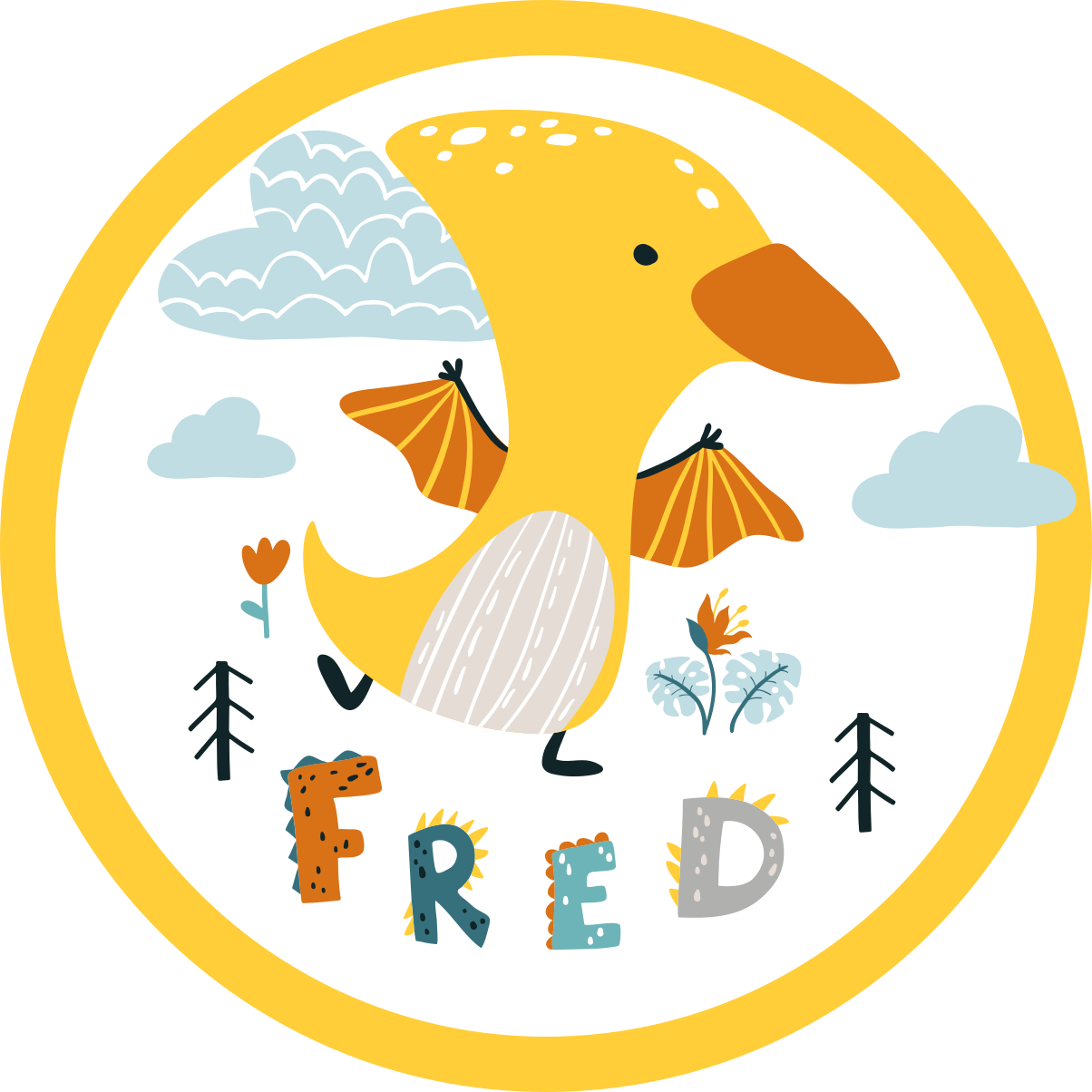 Dojenček dinozavra Vinilna preproga z imeni - TenStickers