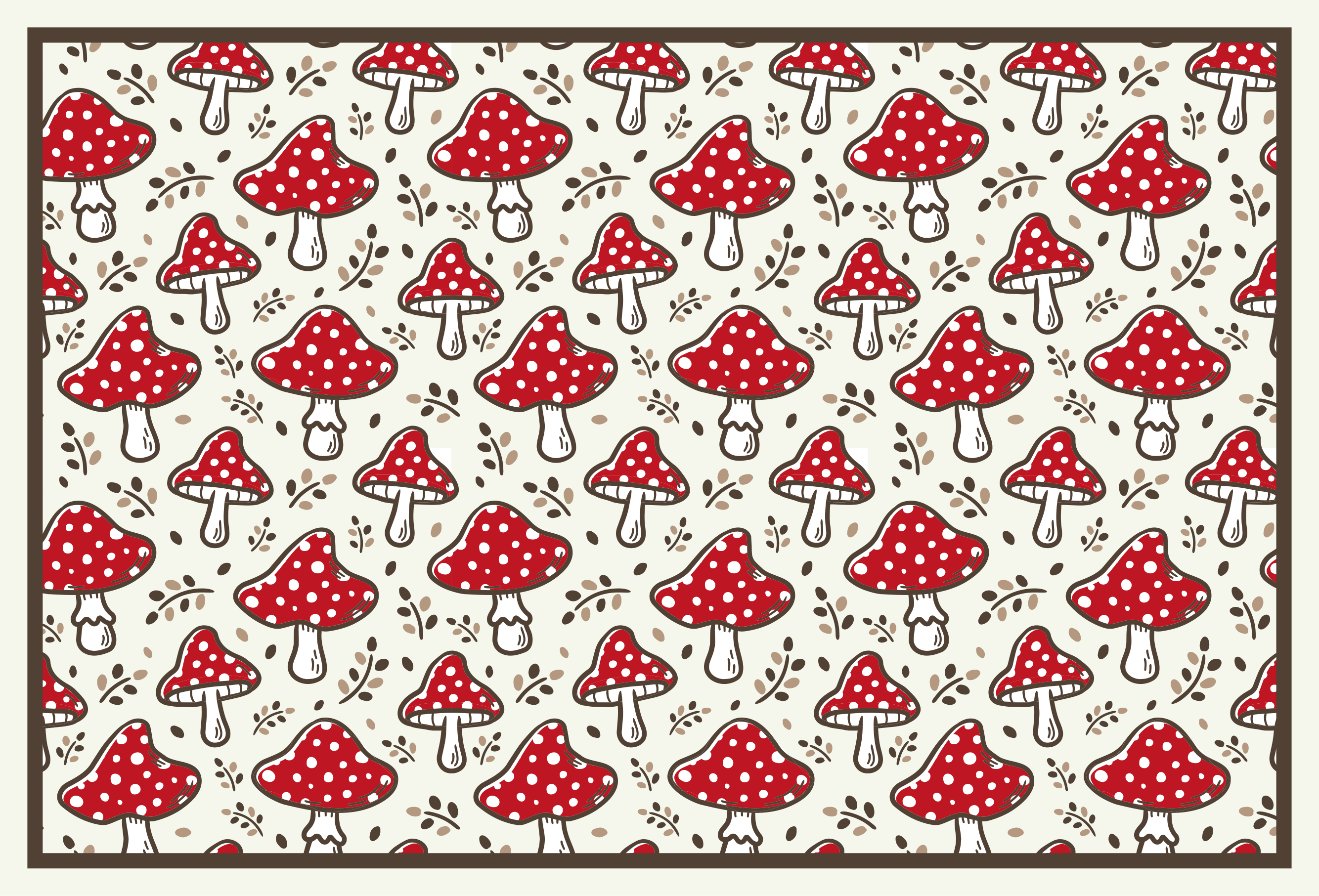 Playful mushroom motif naravna vinilna preproga - TenStickers