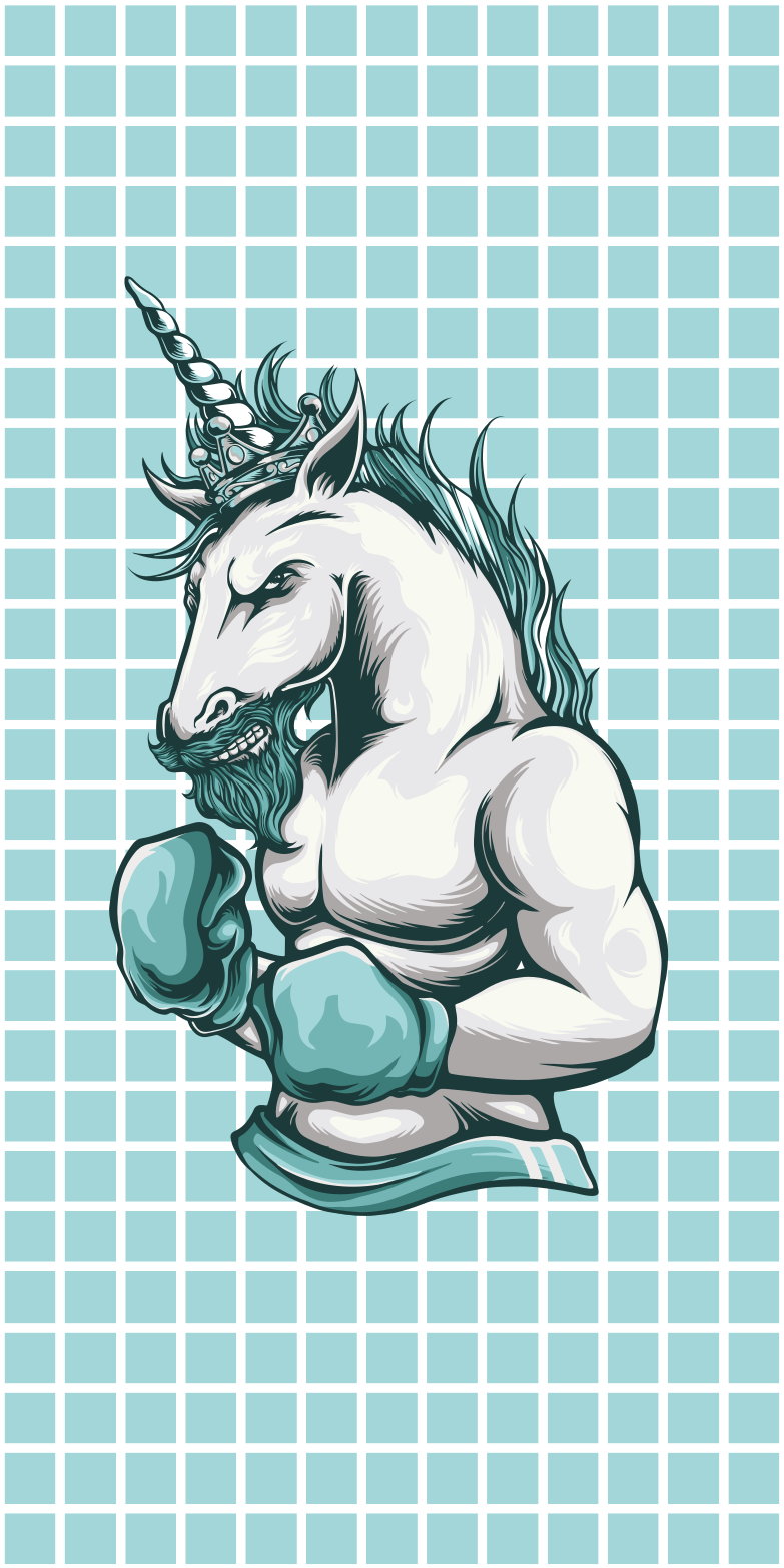 Boxing unicorn illustration vinilna preproga za najstnike - TenStickers