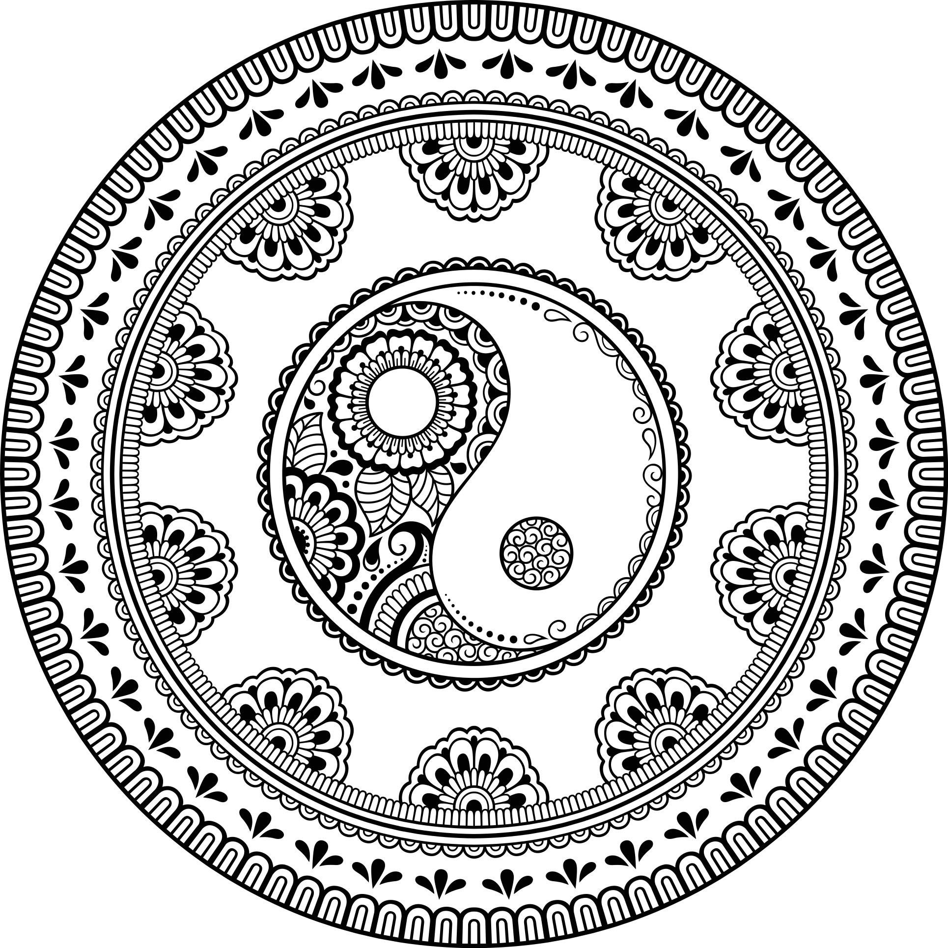 Simboli mandale v duhovnem slogu hindijščine vinilna preproga - TenStickers