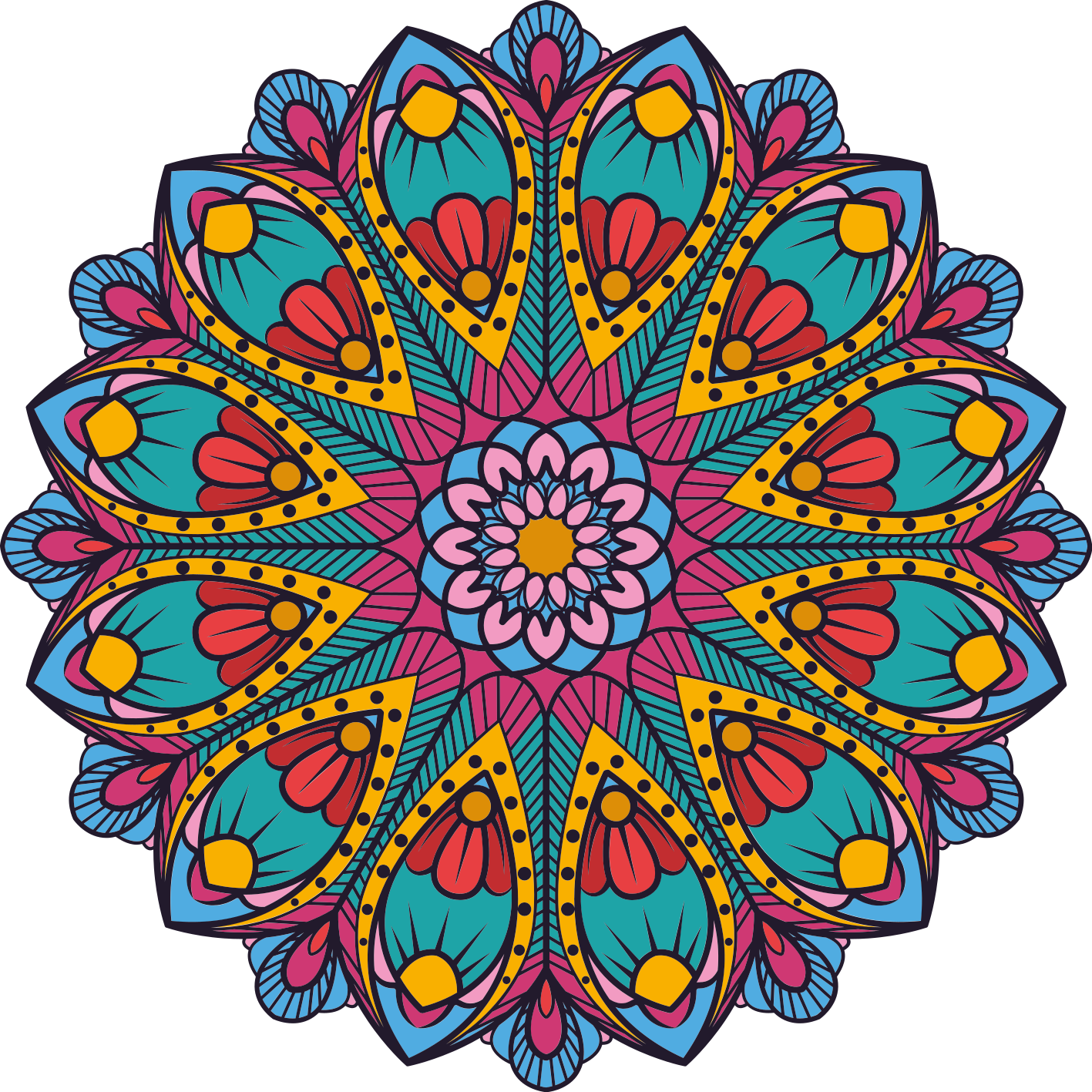 Mavrične barve mandala vinil preproga - TenStickers