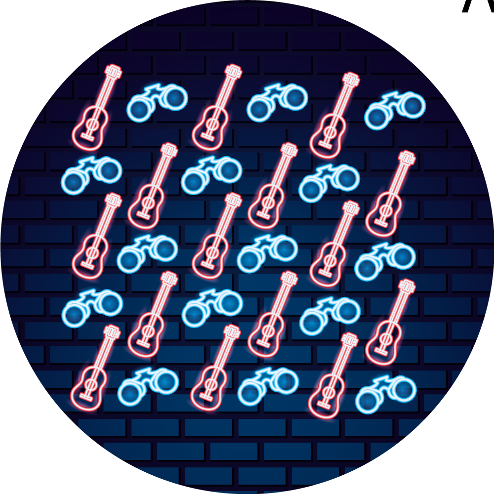 Neonski glasbeni vzorci Vinilna preproga za najstnike - TenStickers