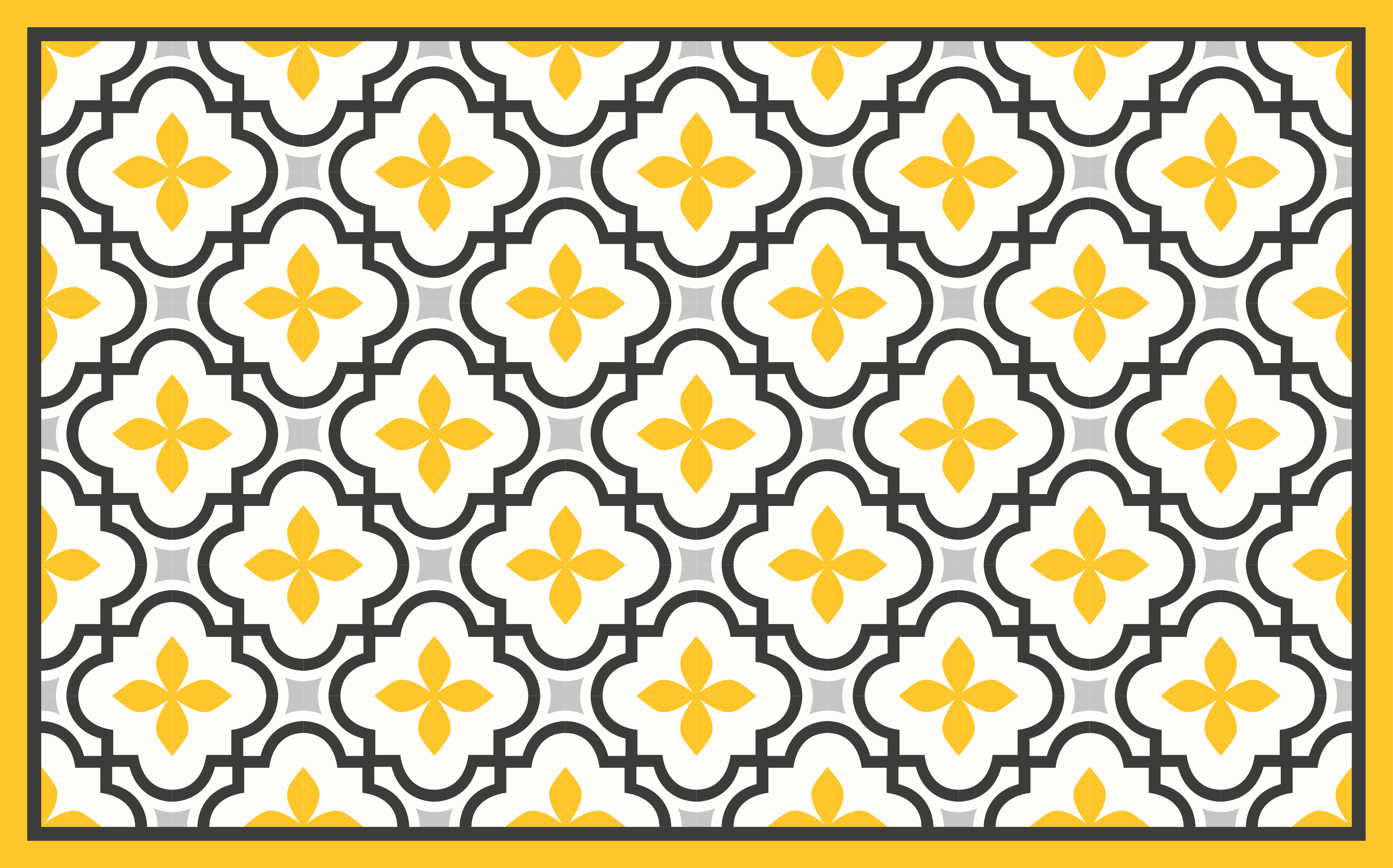 Yellow floral motif vinilna talna obloga - TenStickers