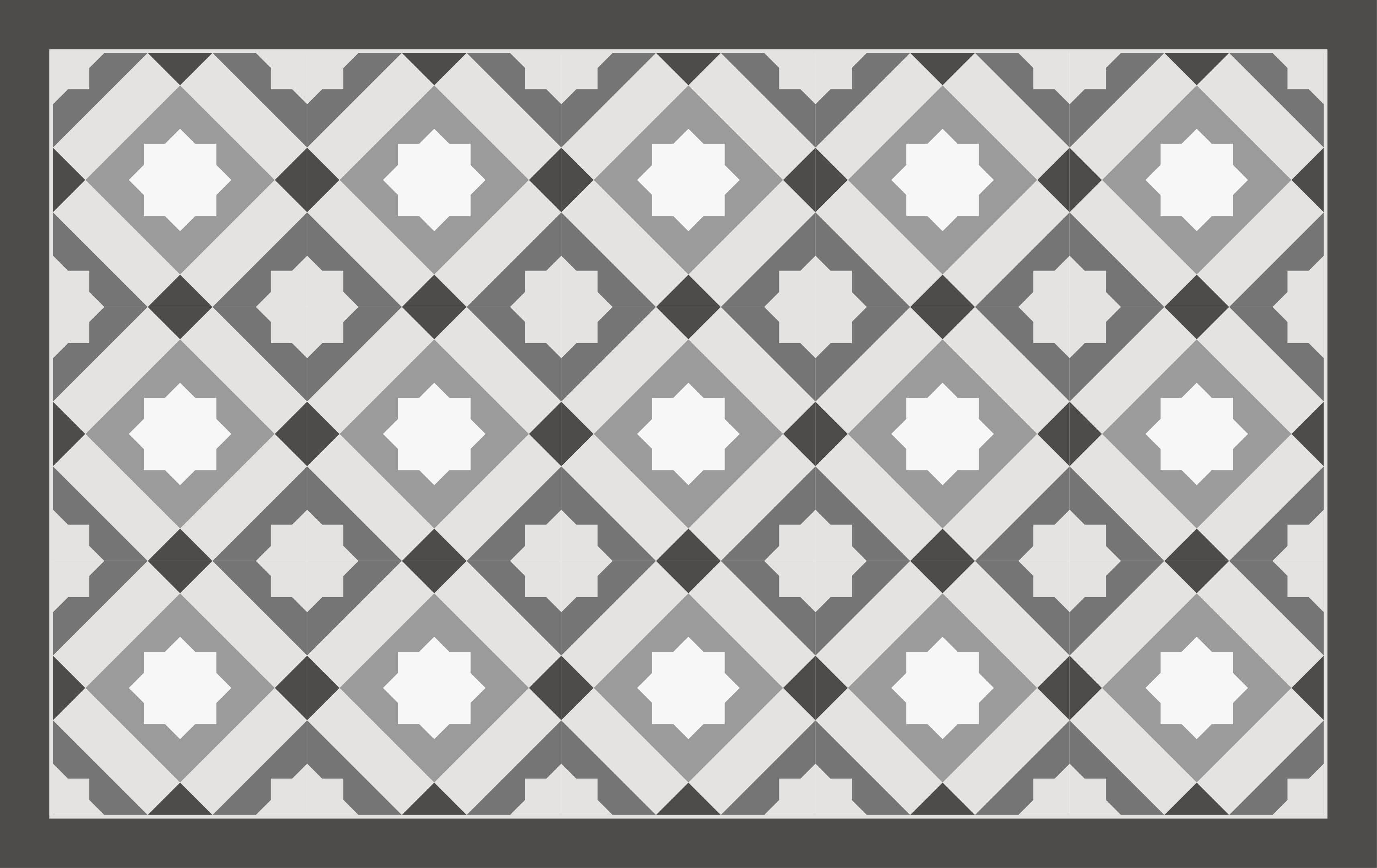 Sodobna siva geometrijska zvezda vzorca ploščice preproga - TenStickers