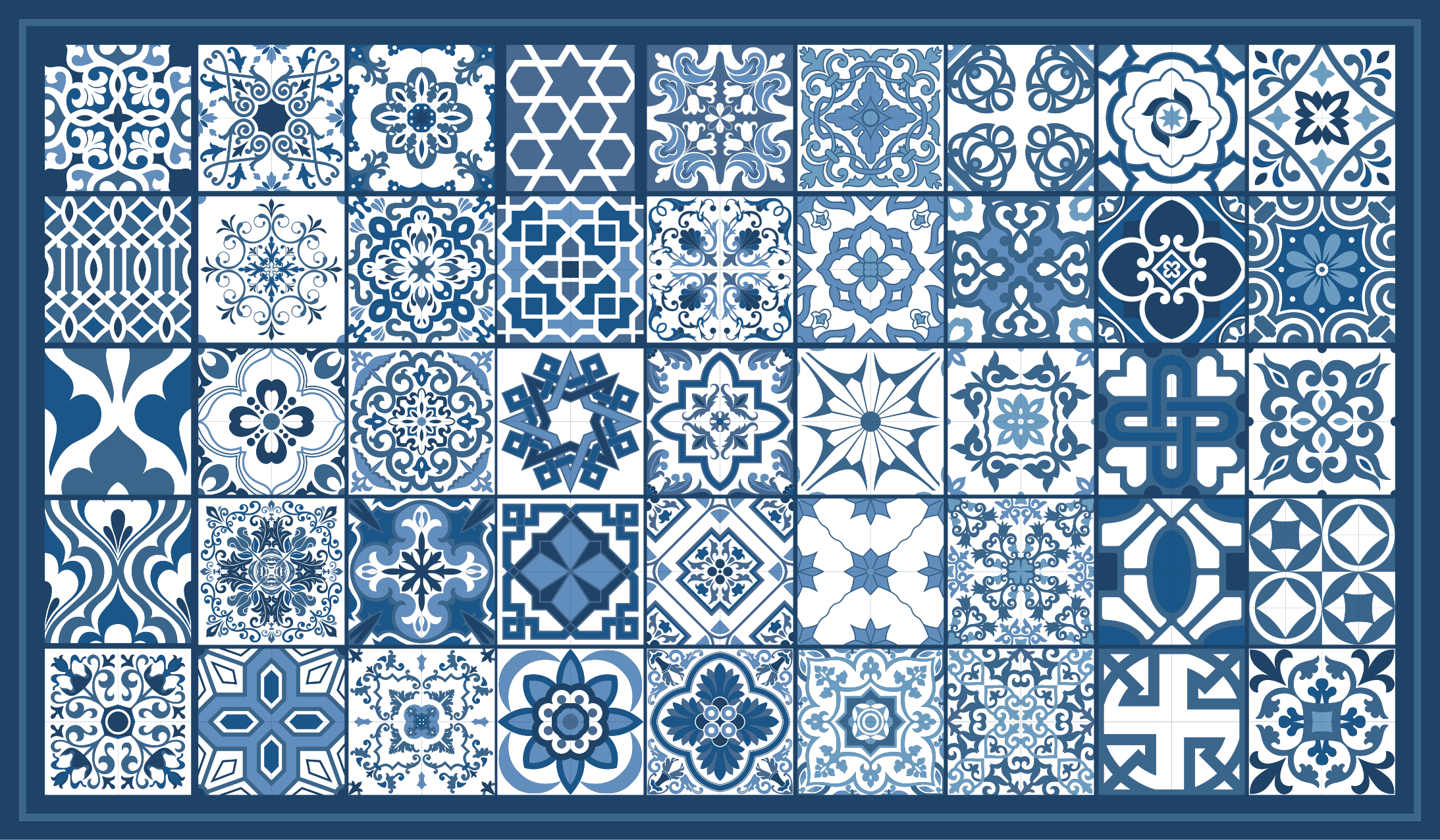 Classic blue patterns vinilna talna obloga - TenStickers