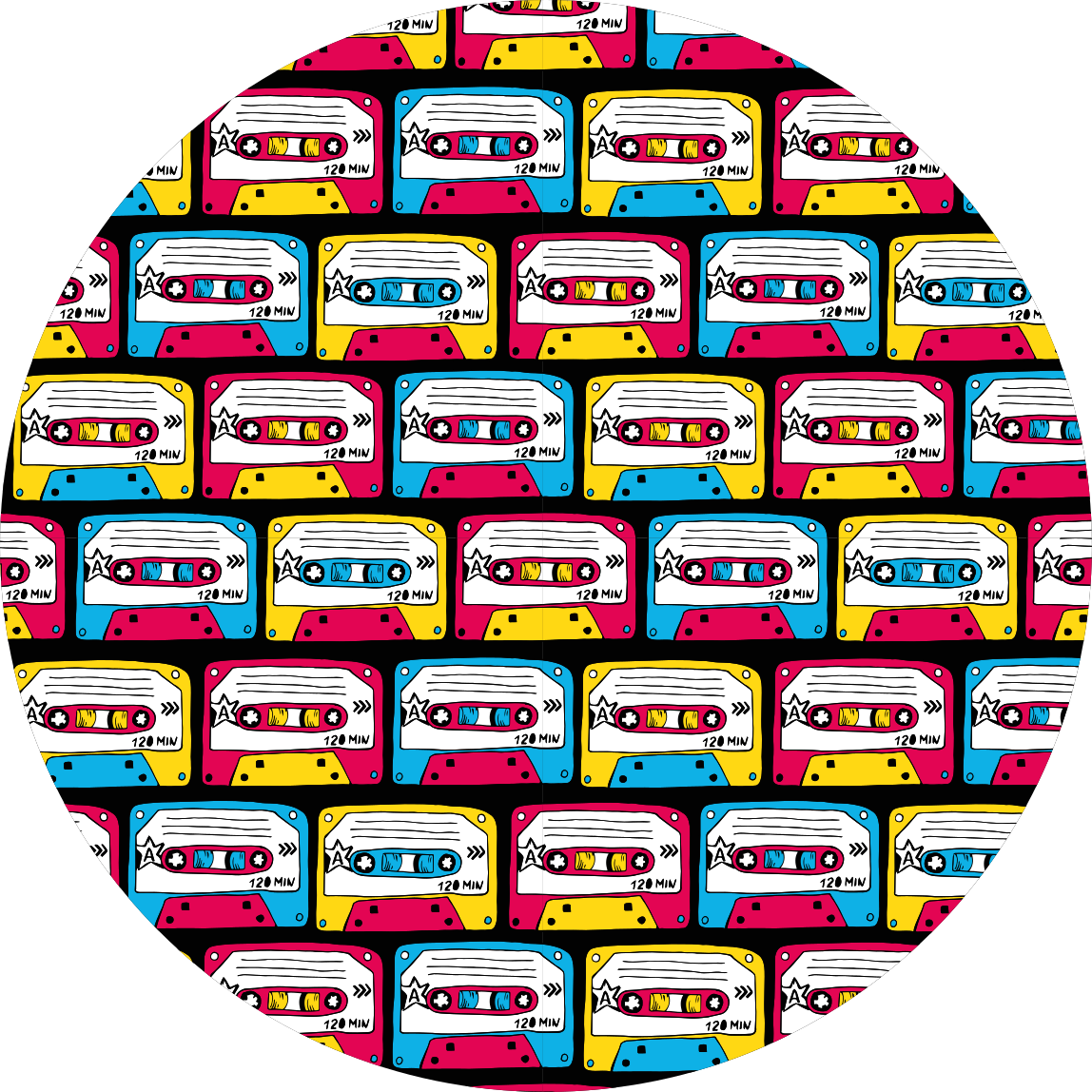 Glasbene kasete simboli vzorec krožna preproga - TenStickers