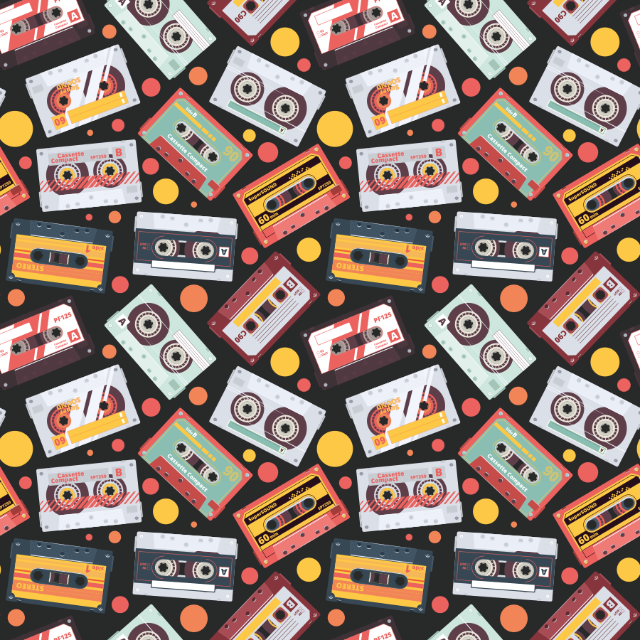 Retro cassette style vinilne talne obloge z teksturo - TenStickers