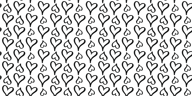 črne ilustrirane ikone srca pravokotna preproga - TenStickers