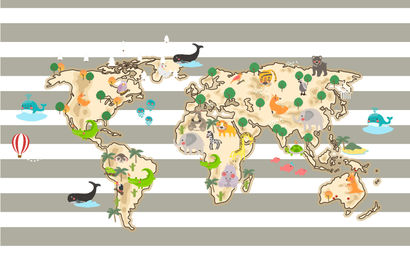 Colorful animal illustration vinilna preproga sveta - TenStickers