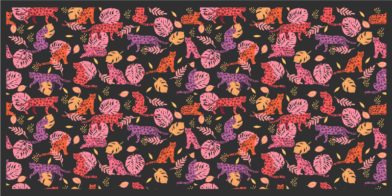 Pisane džungelske mačke Tepih z živalskim potiskom - TenStickers