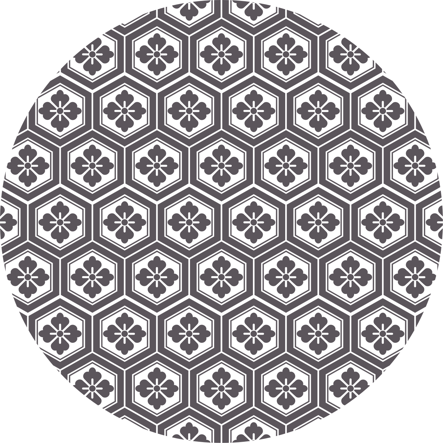 Hexagonal floral motif okrogla vinilna preproga - TenStickers