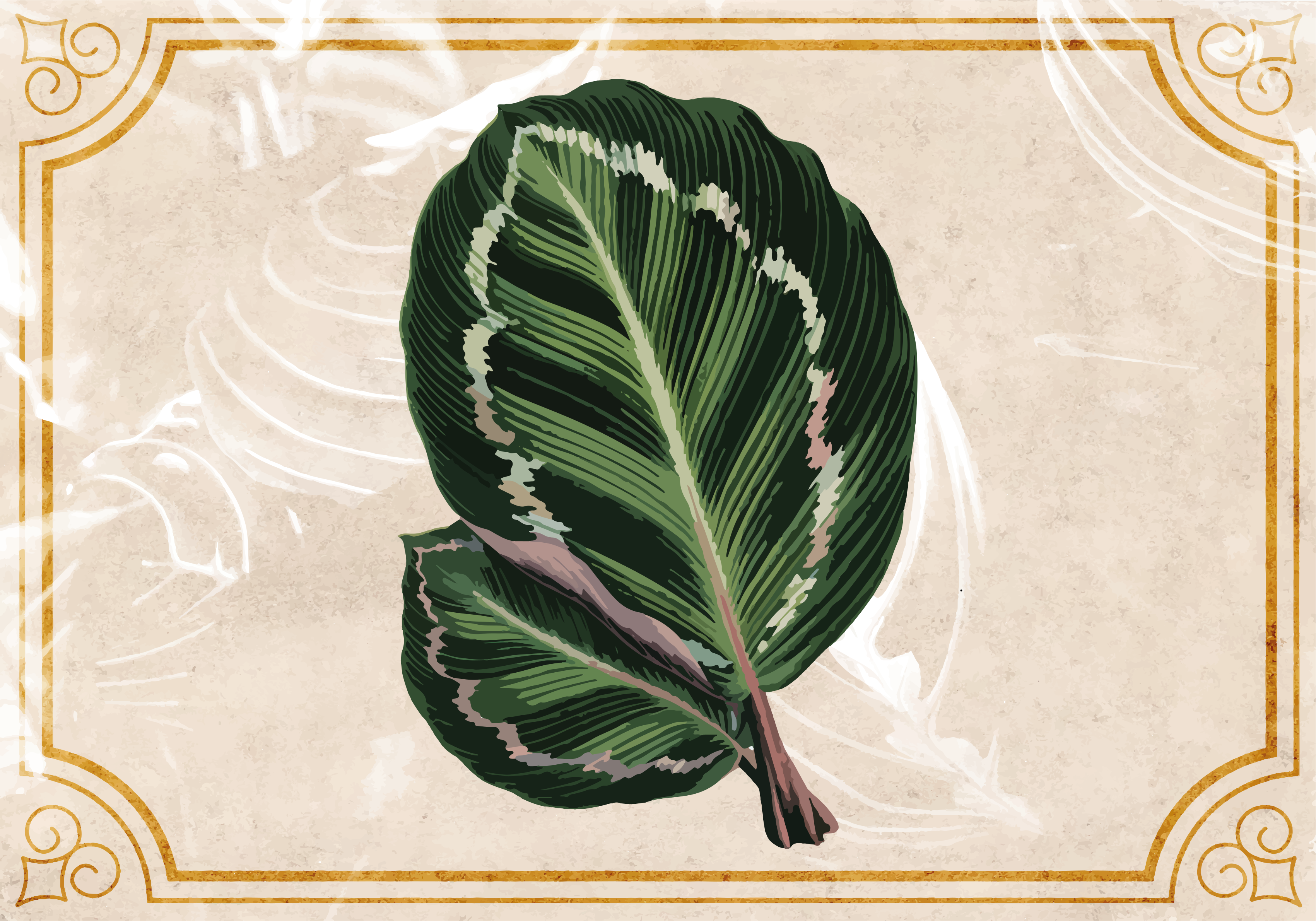 Leaf motif elegance naravna vinilna preproga - TenStickers