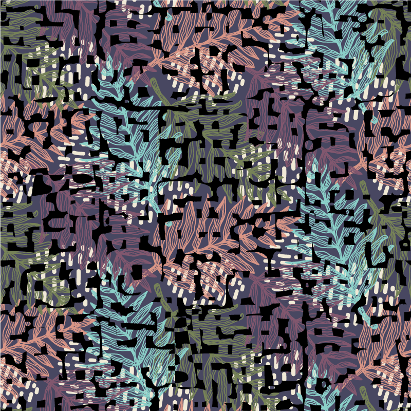 Leafy colorful pattern naravne vinilne preproge - TenStickers