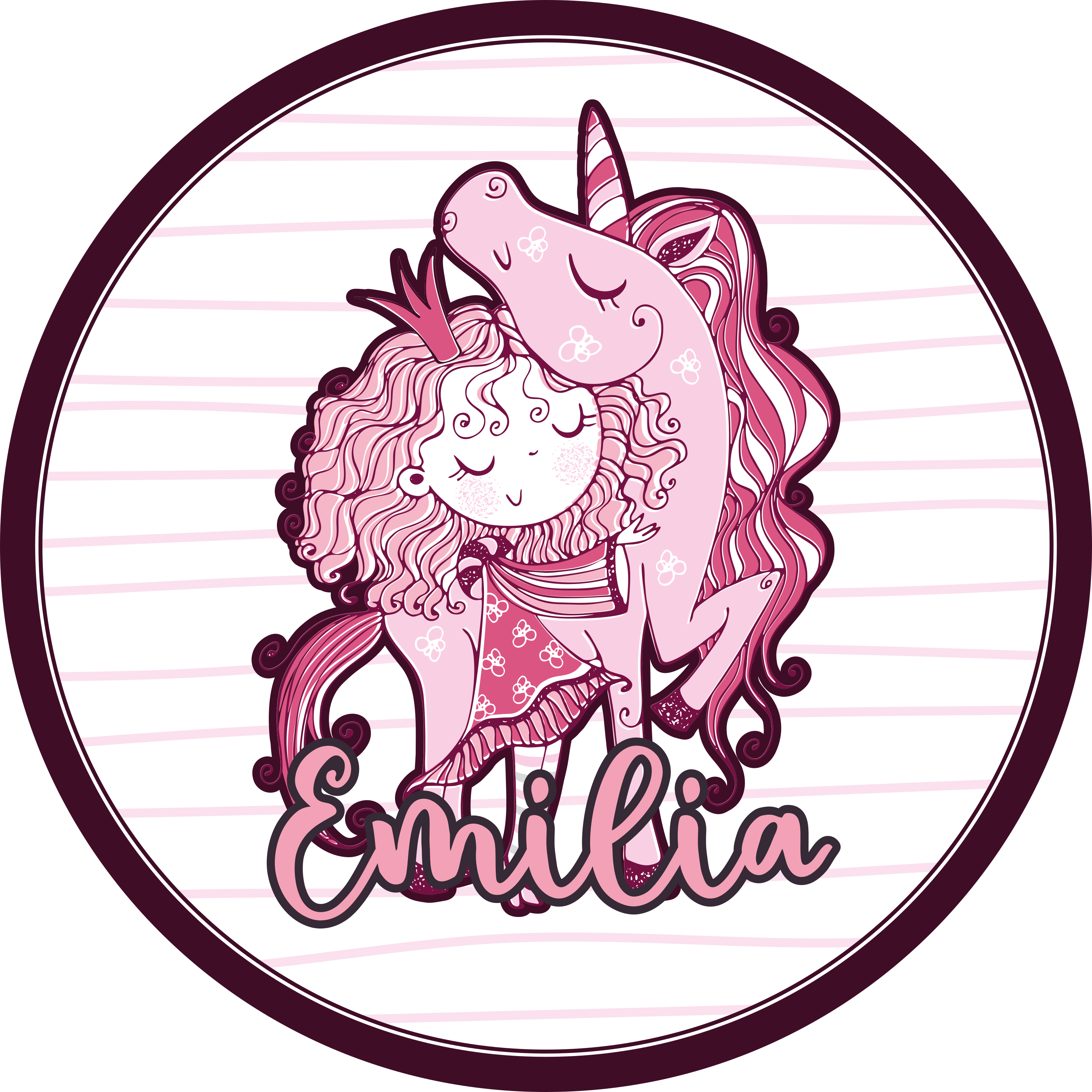 Ljubki samorogov duo Vinilna preproga z imeni - TenStickers