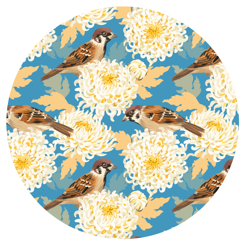Sparrow floral pattern cvetlična vinilna preproga - TenStickers