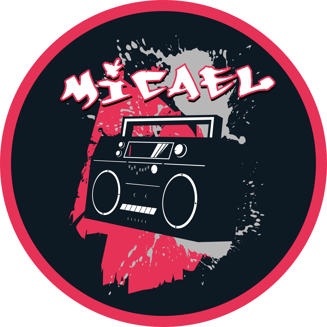 Retro tema boomboxa Vinilna preproga z imeni - TenStickers