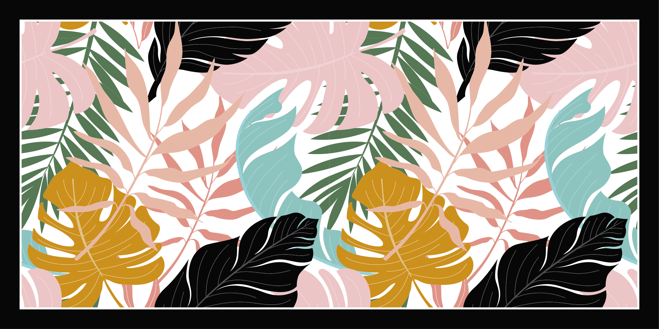 Tropska listna paleta Naravne vinilnea preproga - TenStickers