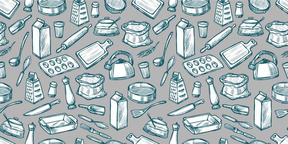 Vzorec kuhinjskih pripomočkov Vinilna preproga za kuhinjo - TenStickers