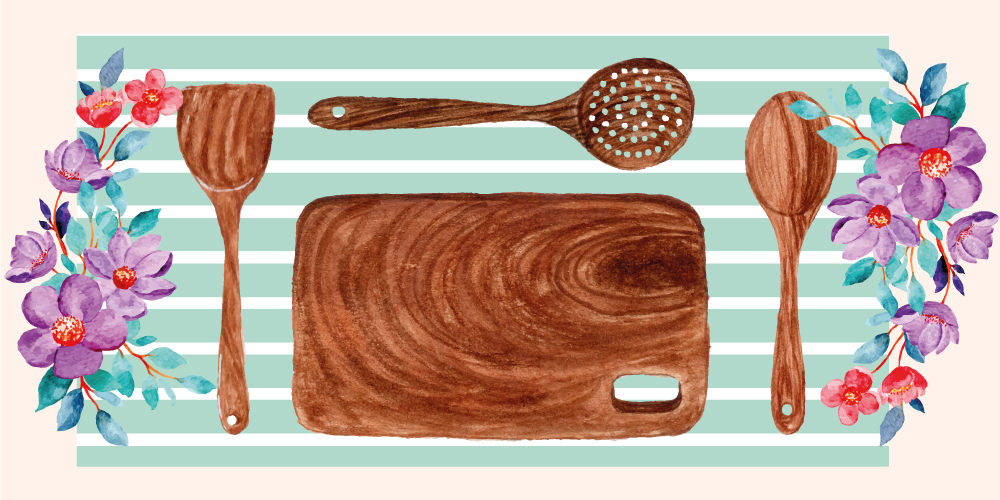 Floral kitchen accessories vinilna preproga za kuhinjo - TenStickers