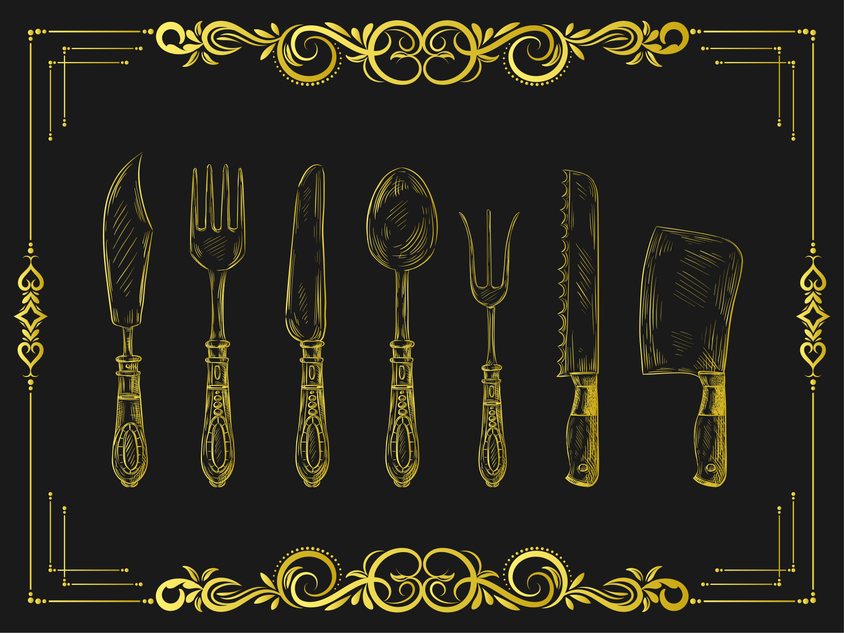 Oris kuhinjskih pripomočkov Vinilna preproga za kuhinjo - TenStickers