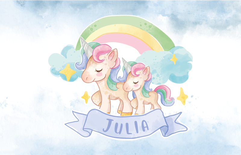 Unicorn family illustration vinilne preproge v vzorcih - TenStickers