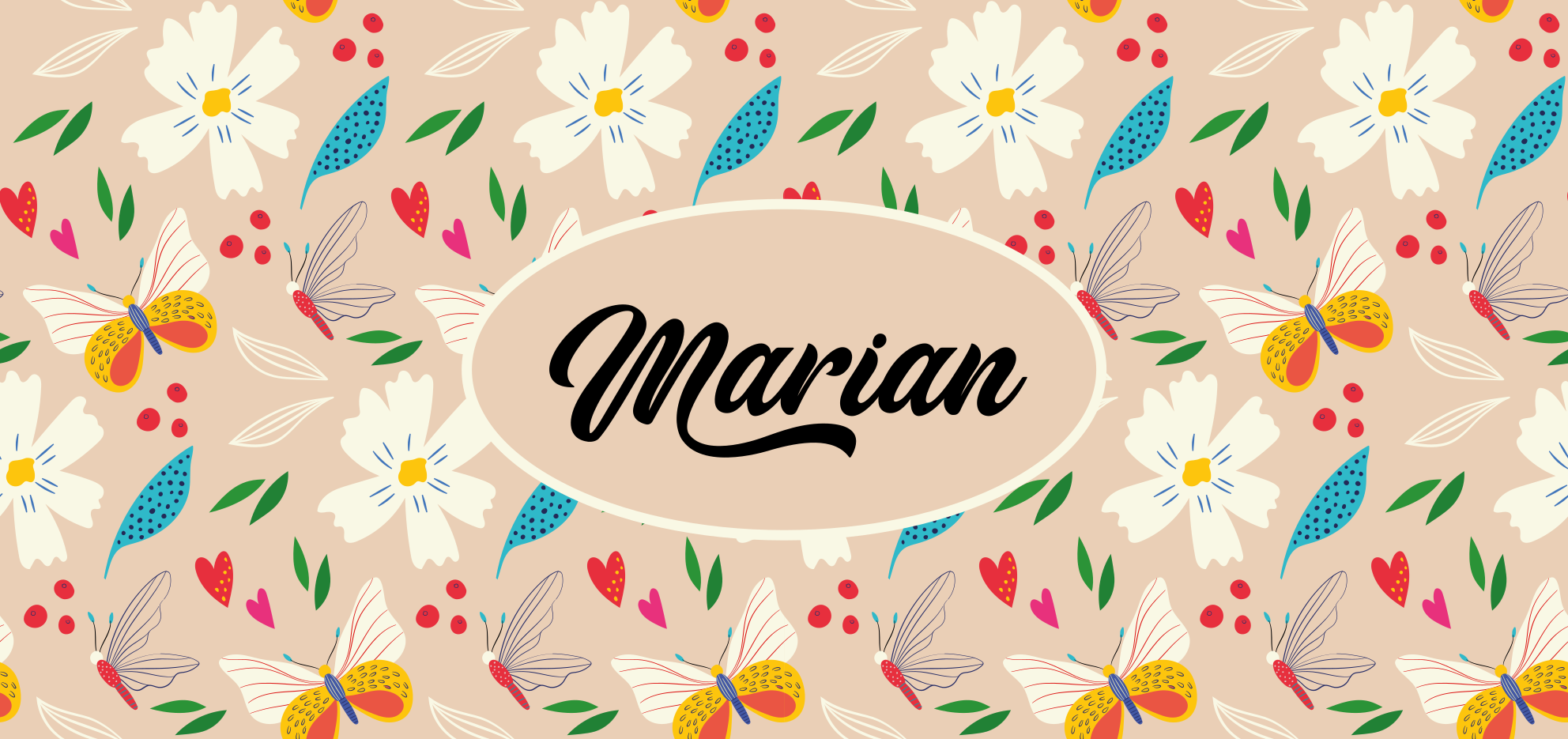 Bež cvetlični vzorec po meri Vinilne preproge za spalnico - TenStickers